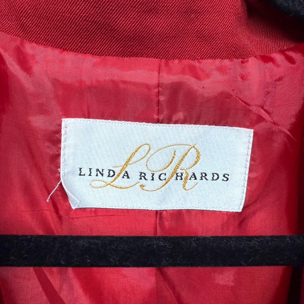 Linda Richards Vintage Red 100% Wool Coat - Women's Size 12 - Picture 3 of 8